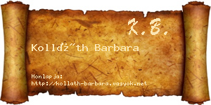 Kolláth Barbara névjegykártya
