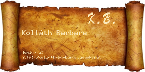 Kolláth Barbara névjegykártya